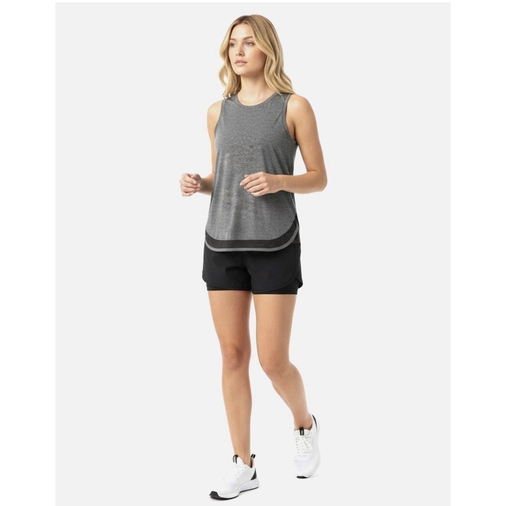 Athleta Gray Heather Cadence Mesh Hem Athletic Athleisure Tank Top Size Small‎